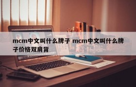 mcm中文叫什么牌子 mcm中文叫什么牌子价格双肩背
