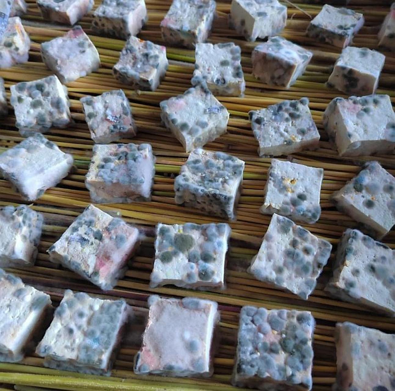 8,霉豆腐的做法1先把豆腐切成小块,放入塞子内把水份沥干2在纸箱底部
